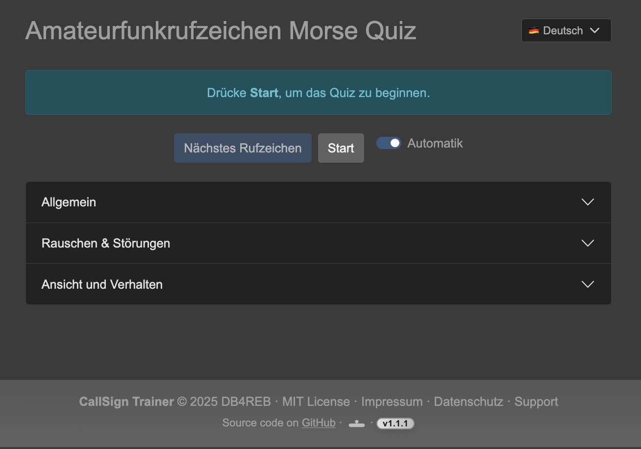 Vorschau: Callsigntrainer Quiz